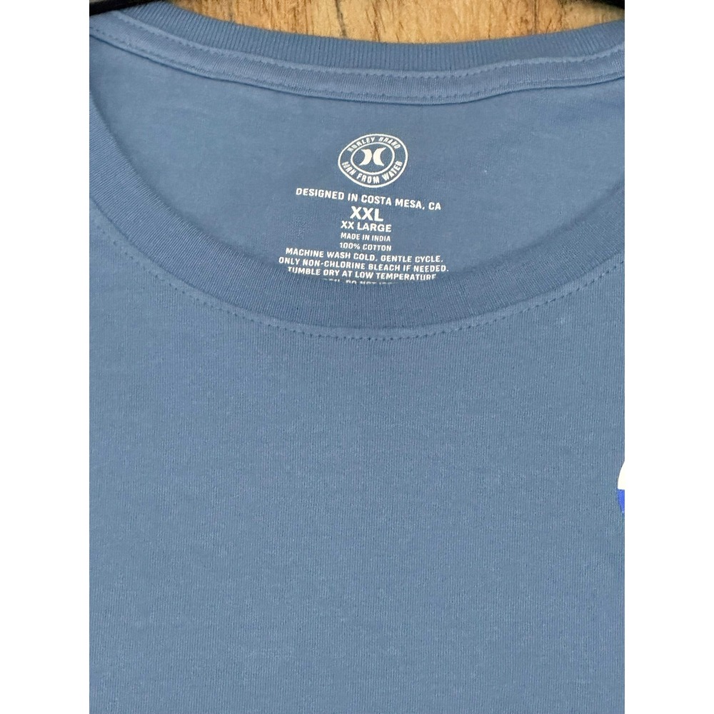Hurley Mens XXL Blue Surf & Enjoy Graphic T-Shirt Short Sleeve Cotton Tee NEW - Picture 3 of 10